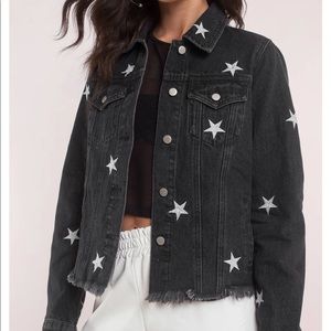Tobi black denim jacket with stars